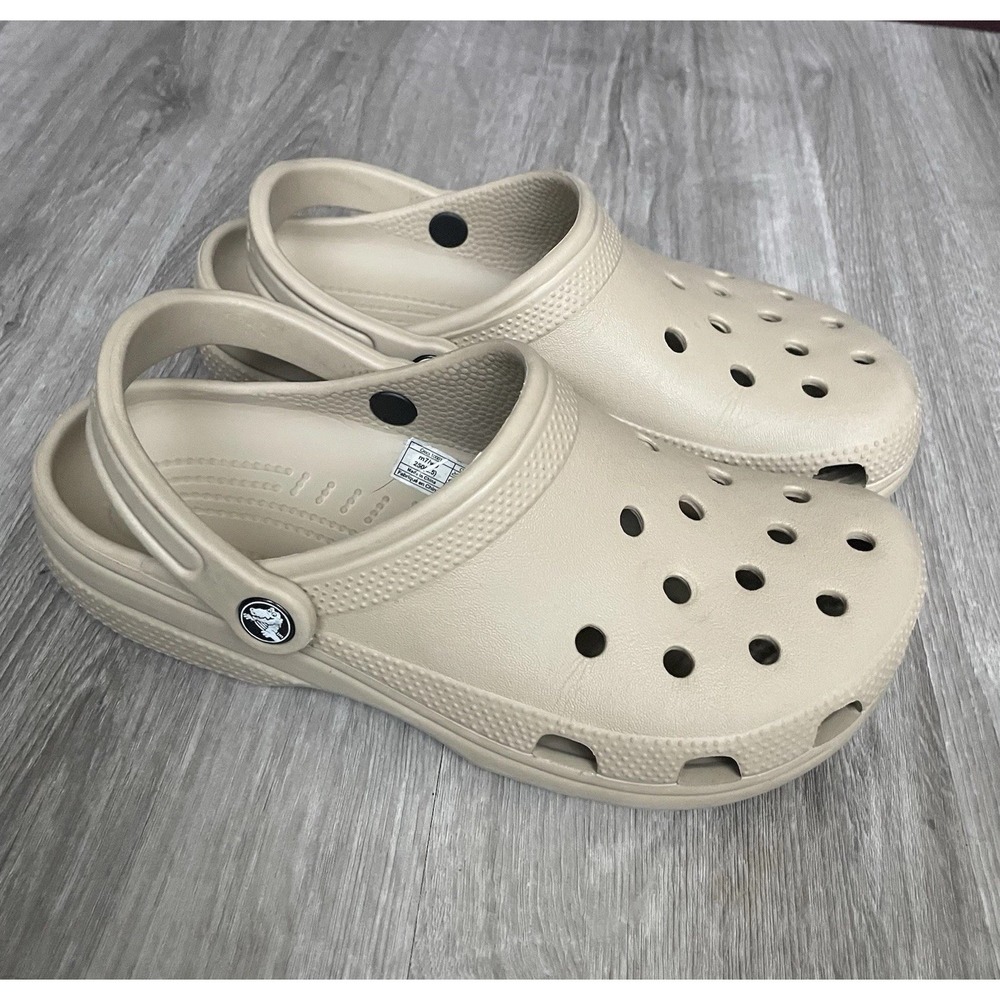 Crocs Classic Platform Clogs Women's Size 9 Men's Size 7 Beige Slip On Sandal